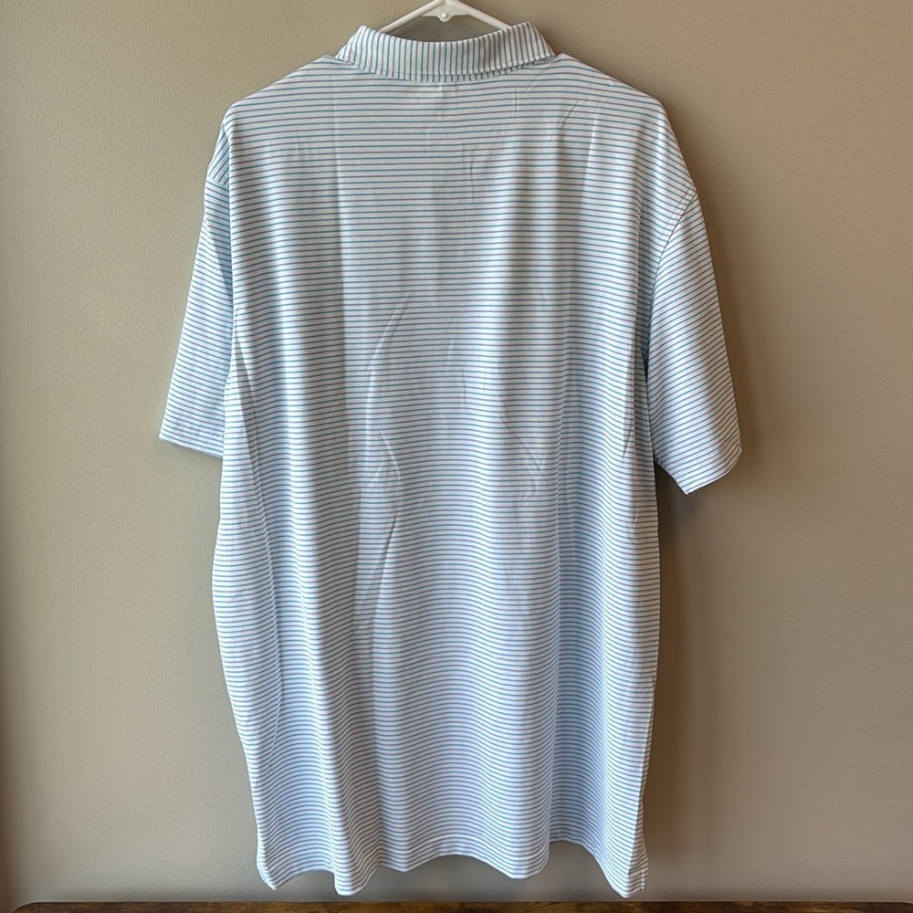 Peter Millar Light Blue Striped Polo Shirt XL - Picture 5 of 5